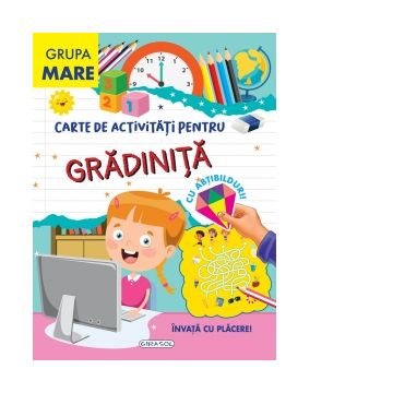 Carte de activitati pentru gradinita, cu abtibilduri - Grupa mare