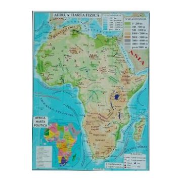 Africa + Australia - Harta Fizica A3
